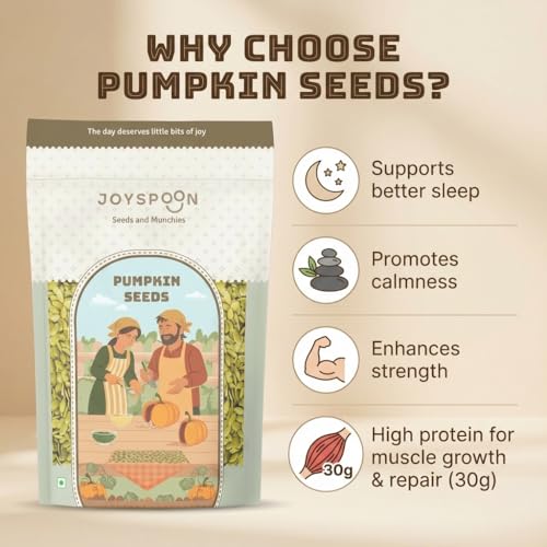 Image of JoySpoon Premium Roasted Pumpkin Seeds | High Protein & Fibre Rich Superfood Snack | Gluten Free, Trans Fat Free Healthy Munching Seeds | Daily Nutrition Snack | 200g