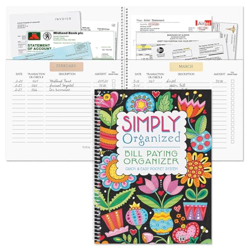 Current Mary Engelbreit Bill Paying Organizer Book - 9 x 12 Personal Account Book Spiral Bound 14 Storage Pockets 32 Label Stickers Monthly Finance & Payment Management Tracker for Home & Office