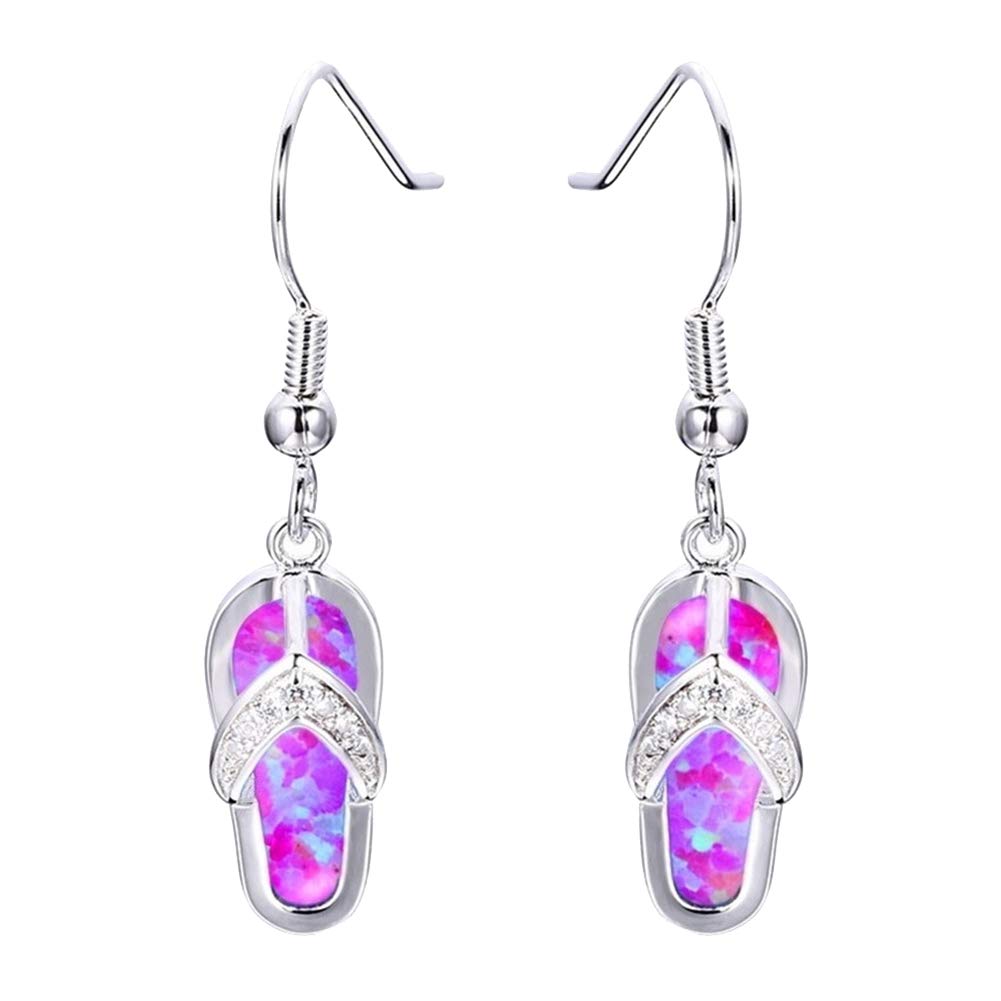 lightclub Summer Beach Women Rhinestone Flip Flops Pendant Hook Earrings Jewelry Gift Earrings for Women Purple