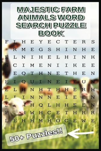 Majestic Farm Animals Word Search Puzzle Book: Word Searches With Easy To Read Print about Farming, Farm Animals, Farm Equipment and More 110 pages, 50+ ... for Holidays, Vacations, and Free Times