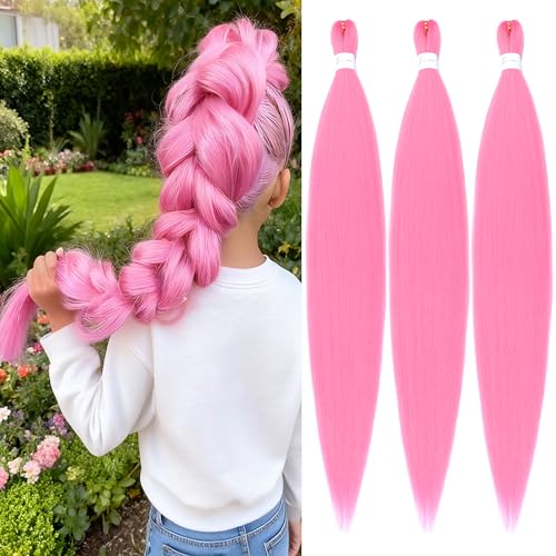 Pre stretched Braiding Hair 32 Inch Pink Braiding...