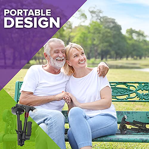 Premium Travel Lightweight Folding Walking Cane With Led Flashlight - Sos Alarm - W/Non Slip Flexible Cane Tip & Extra Handle #TOP5