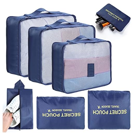 AiQInu Organizador de Equipaje 7 Sets ,Impermeable Organizador Maleta Viaje, Packing Cubes Para Ropa, Ropa Interior,Bolsa Zapatos Viaje
