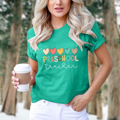 Preschool Teacher Shirts for Women Kindergarten Inspirational Letter Print Special Education Shirts Crew Neck Tee Tops3