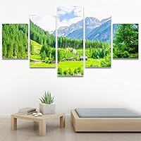 SIGNWIN 5 Panel Canvas Wall Art Modern Art Dramatic Forest Multicolor Photography Romantics Scenic for Home Decorations Ready to Hang - 60