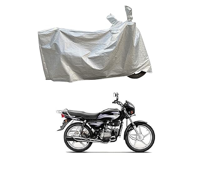 Hero Splendor Plus Bike Cover - Splendor Plus Bike Cover Waterproof - Splendor Plus Cover - Accessories with Five Thread Overlock Stitched Big Size Cover Shine Silver