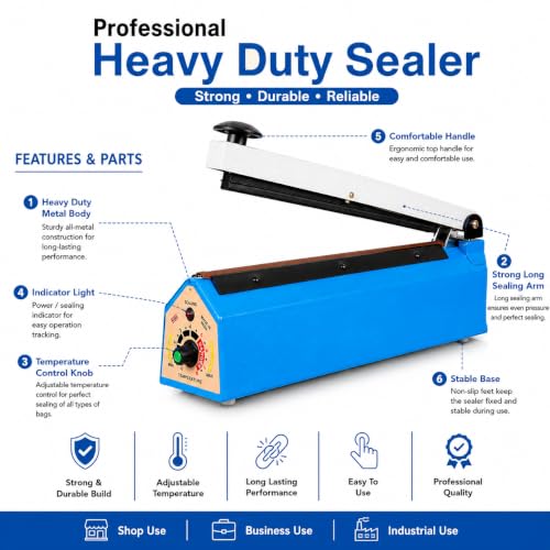 Image of Delivery Pax 12 Inch Impulse Sealer Machine | Heat Sealing Machine for Food Packets | Packet Sealer for Packaging & Packing | Cover Sealing Machine | Ideal for Home & Light Commercial Use