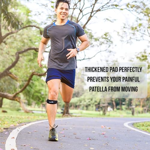 Image of Wonder Care Adjustable Patella Knee Support With Silicon Insert & Anti Slip Rubber For Knee Pain,Patella Tendon Support For Gym Squats,Running,Patellar Tendon Strap Men Women (1,Black)