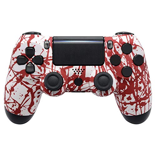 eXtremeRate Bloods Pattern Soft Touch Faceplate Cover for PS4 Slim Pro Controller, Custom Front Housing Shell for Playstation 4 Controller JDM-040 JDM-050 JDM-055 - Controller NOT Included