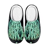 Howilath Horror Zombie Feet Print Winter Flannel Slippers for Indoor, Men Women Anti-skid Lightweight Funny House Shoes -L