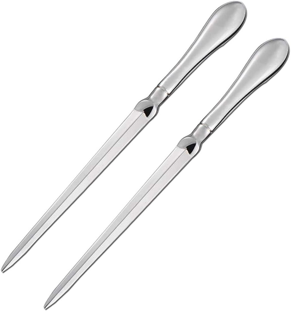 2 Pack Letter Opener Metal Envelope Opener Knife, Paul Revere Paper Cutting Knife, Nickel Plated, 9 Inches Silvery