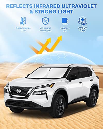 Image of Canvcle Sunshades for 2021-2025 2026 Nissan Rogue (NOT for Nissan Rogue Sport) Accessories Windshield Sunshade Side Rear Windows Sun Visor Privacy Protection Keep Vehicle Cool Black 8PCS
