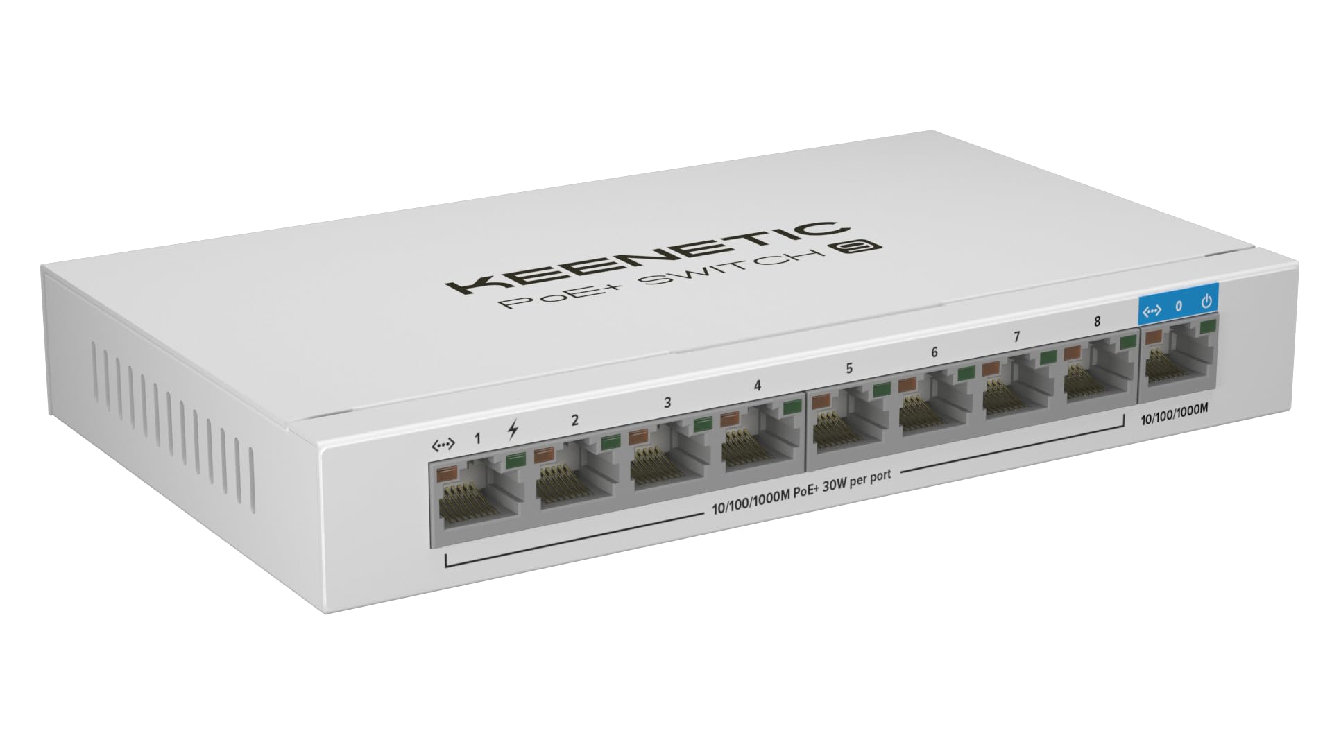 Keenetic PoE+ Switch 9 (KN-4710) Switch Gigabit de 9 Puertos con 8 Puertos PoE+ y asignación de energía de 120 W