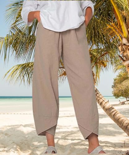 Summer Women's Classic Solid Color Straight Leg Pant Split Design Fashion Print Decoration with Pockets Casual Pants4