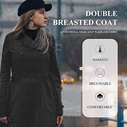 GGleaf Women's Double Breasted Pea Coat Slim Winter Mid-Long Trench Coat with Long Belt3