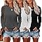 Ekouaer Womens Long Sleeve Tops Casual Crew Neck Shirts Lightweight Undershirts Fall Clothing Trendy Black/White/Darkgrey L