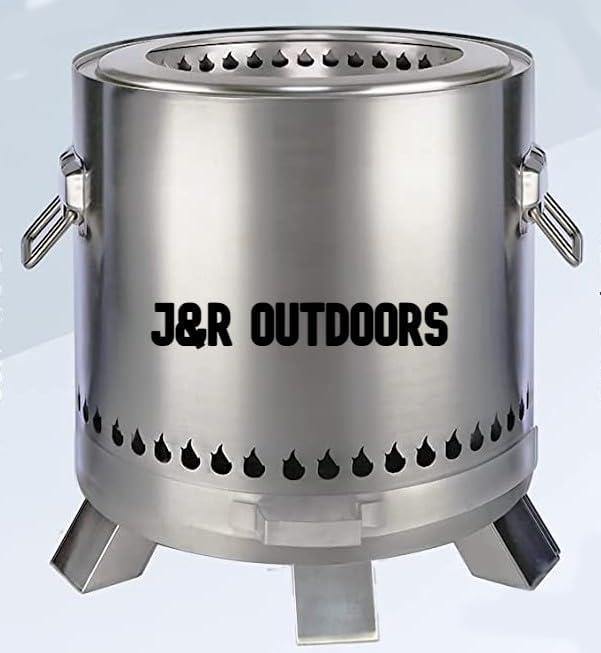 Fogata sin humo con asas y cenicero extraíble para campamento, patio y patio trasero de 15 pulgadas, portátil, fácil limpieza, para exteriores y