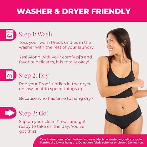 Proof. by Always Everyday Light Washable Period Underwear for Women, Thong 3PK - 2 Black & 1 Beige, For Everyday Leaks3