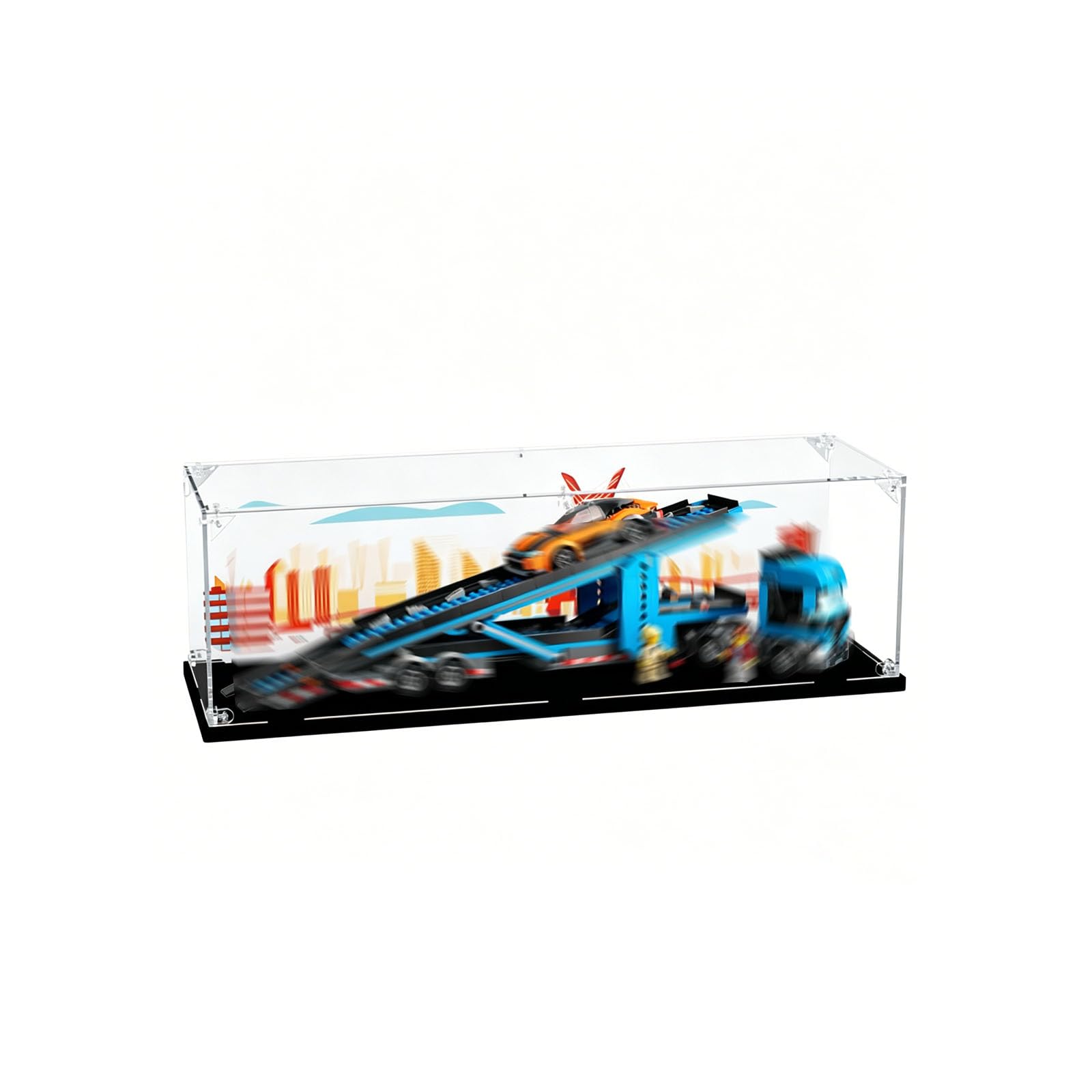 Le-GO 60408 Model pojazdu transportowego Akrylowa gablota, pyłoszczelna skrzynka prezentacyjna (3 mm), witryna sklepowa kompatybilna z Le-GO 60408 (model nie jest dołączony) (3mm)