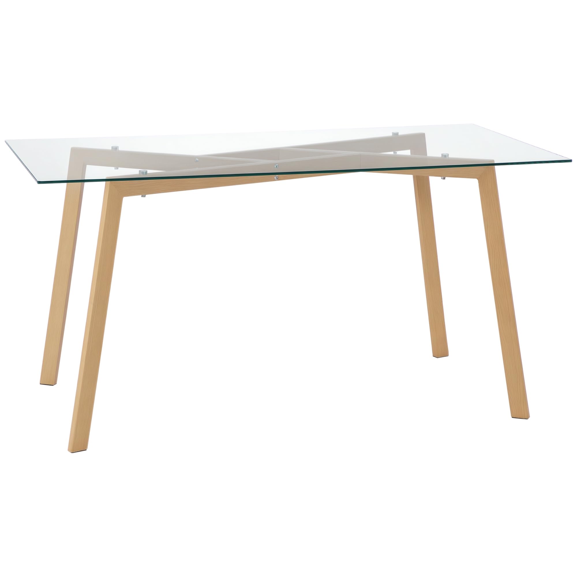 HOMCOM Mesa de Comedor Rectangular Moderna para 6 150x75x76 cm Transparente | Rectangular, Mesa de Cocina Moderna, Patas de Acero, Superficie de Vidrio Templado