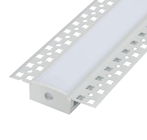 StarlandLed Paquete de 16 canales de aluminio LED de yeso de 3.3 pies con brida para tira LED, perfil de aluminio para paneles de yeso con difusor