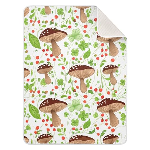 Burbuja Brown Mushrooms Baby Blanket for Boys Girls, Nursery Soft Warm Swaddling Receiving Baby Blankets, 30x40 in Toddler Blanket