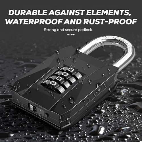 Image of Amazon Basics Number Locks for Door | Combination Lock Padlock Secure Number Lock | Multi-Purpose Lock for Home, Office, and Outdoor Use, Black (Pack of 1)