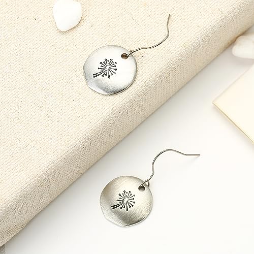TGNEL Brincos redondos vintage de dente-de-leão de titânio para mulheres, flor antiga círculo disco