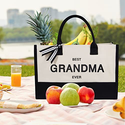 Image of TOPDesign Personalized Initial Canvas Beach Bag, Monogrammed Gift Tote Bag for Women