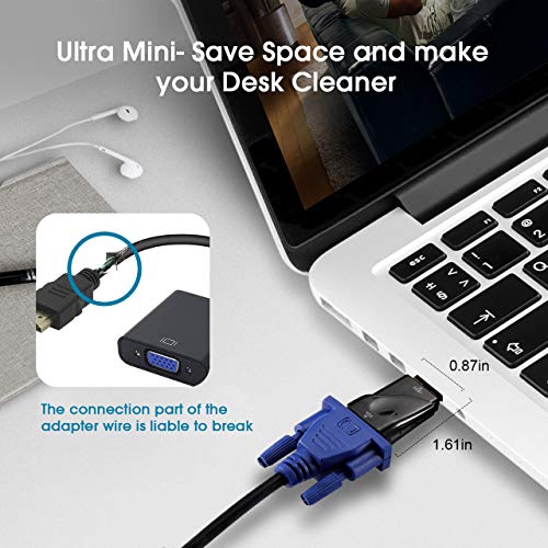 VicTsing HDMI to VGA Adapter Converter Gold-Plated for PC, Laptop, DVD, Desktop and Other HDMI Input Devices - Black
