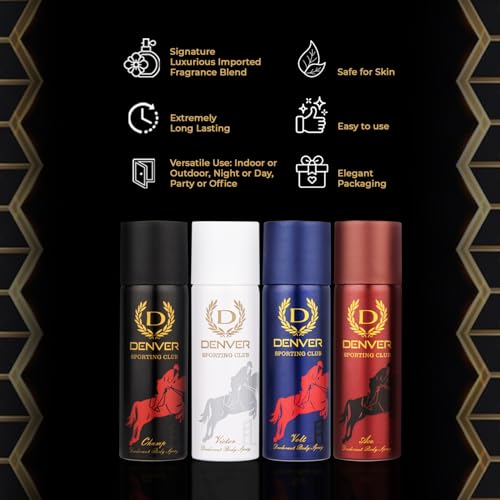 Image of DENVER SRK's Favourite Sporting Club Nano Deo | Long lasting Deodorant Spray (50ml x 4) Deodorant Spray - For Men