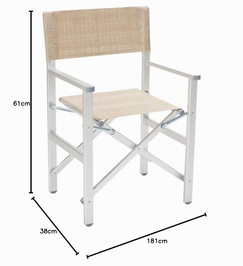 Decor Space Lettino prendisole Jesolo in alluminio e texilene per piscina e giardino con tettuccio (1, Sedia regista Beige)