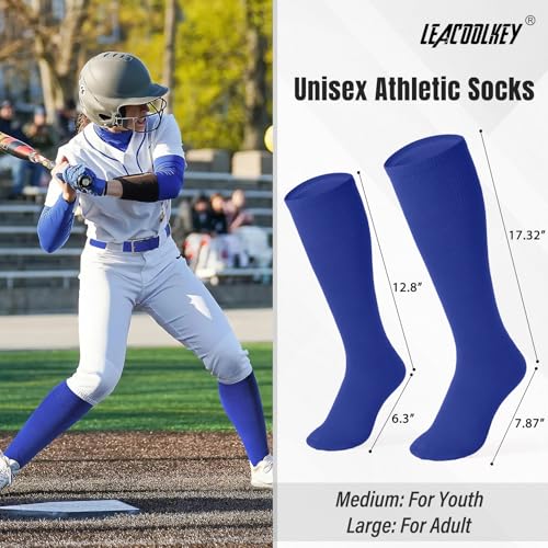 LEACOOLKEY Baseball Belt and Socks Combo Set 3 Pairs of Softball Socks and 1 Pack Elastic Belt for Youth and Adult3