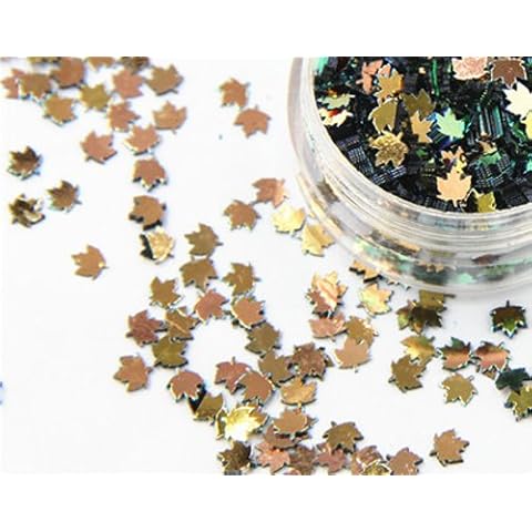 Nail Art Autumn Maple Leaf Sequins - Holo Green/Brown Cover