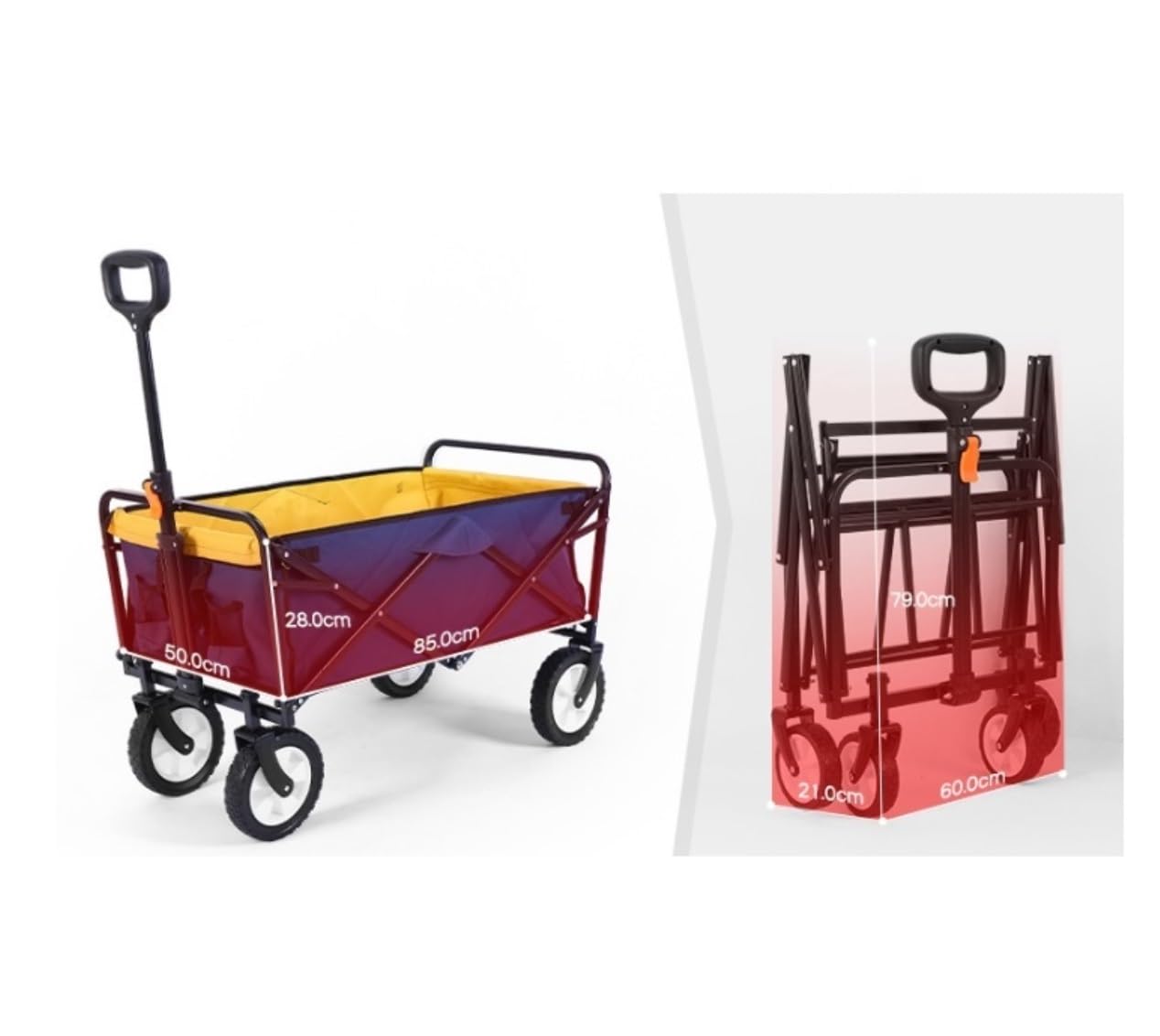 Generisch Dieser zusammenklappbare Bollerwagen mit großem Fassungsvermögen ist EIN Strandwagen mit großen Rädern und eignet Sich ideal für Camping, Garten und Outdoor-Aktivitäten.