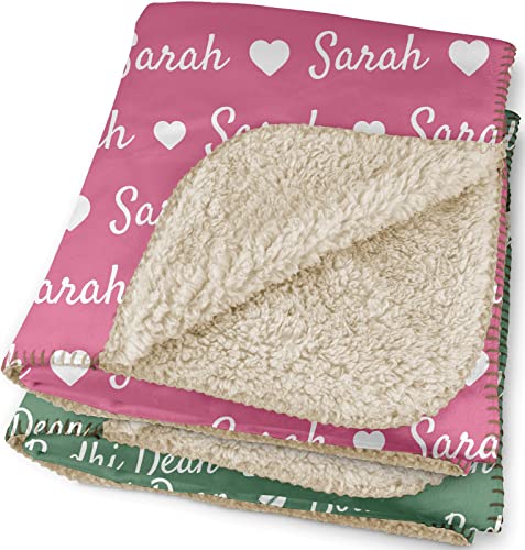 Happy Vibes Mall Personalized Sherpa Blankets for Babies, Toddlers, Kids, Adults with Name - 36 Colors, 36 Icon Options - Customize Your Unique Blanket