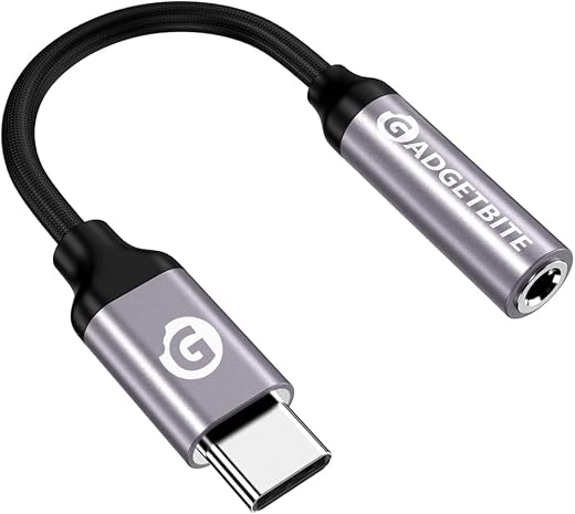 GadgetBite Aux Type-C to 3.5mm Audio Adapter Connector with Built-in DAC Chip Compatible with iPhone 15 Pro Max/ 15 Pro/ 1...