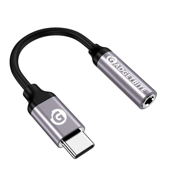 GadgetBite Aux Type-C to 3.5mm Audio Adapter Connector with Built-in DAC Chip Compatible with iPhone 15 Pro Max/ 15 Pro/ 15 Plus, Galaxy S24 Ultra/ S23 Ultra/ S22/ S21, Flip/Fold, iPad Pro & Other