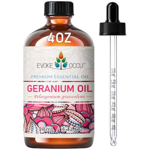EVOKE OCCU & Geranium Essential Oil for Skin Hair Diffuser Aromatherapy - 4 Fl Oz