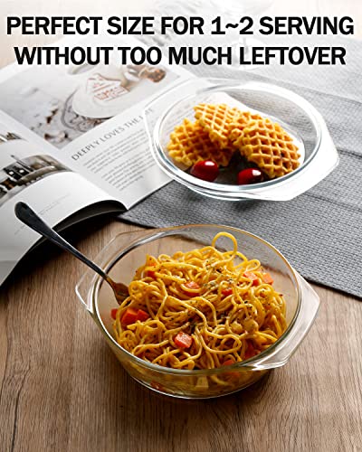 Zyer ROUND-1L Glass Casserole With Glass Lid Covered Glass Bakeware Ovenware Easy Grab Glass Microwave Bowls thumb #4