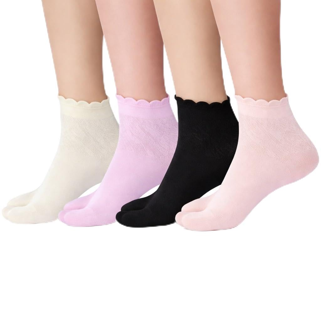brand home (Pair of 4 Ultra-thin Transparent Skin Summer Socks with Thumb Summer Nylon Socks for Women and Girls (Colour & Pattern: Assorted)-picture-47
