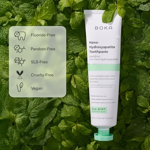 Image of Boka Fluoride Free Toothpaste, Nano Hydroxyapatite Toothpaste, Appropriate for Sensitive Teeth - for Adult Oral Care - Ela Mint Flavor, 4 Fl Oz 1Pk