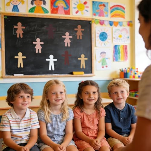 Image of Vuzvuv 48Pcs 5In People Doll Shaped Paper Cutouts with 100Pcs Glue Points for Wall Bulletin Board Decorations, Blank Boys & Girls Cut Out for Classroom, DIY Crafts & Party Banners(Skin Color Style)