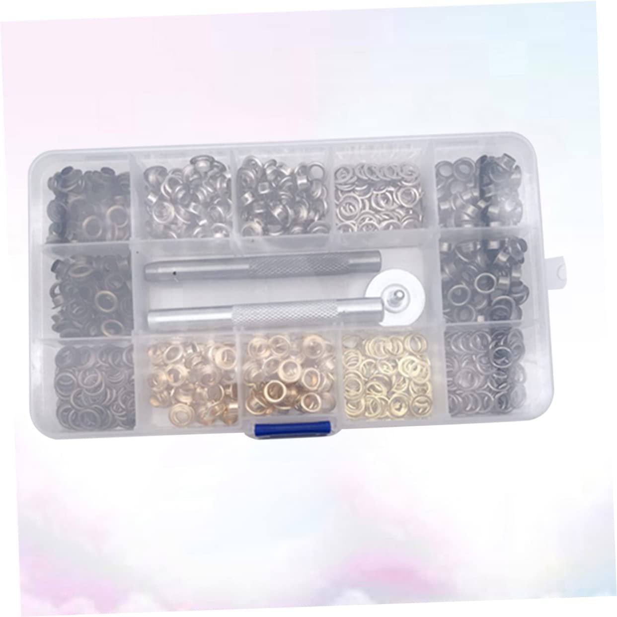 400pcs Metal Eyelet Grommets Button Tools for Shoes Clothing DIY Crafts Storage Box Included
