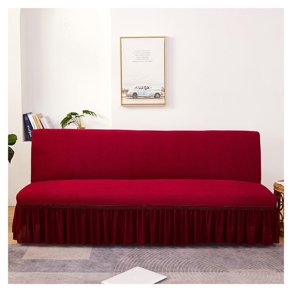 Funda elástica para sofá futón de 3 plazas, sin brazos, con faldón, color #9, perfecta para camas plegables, fácil de limpiar, ideal para decoración de sala de estar y Slish