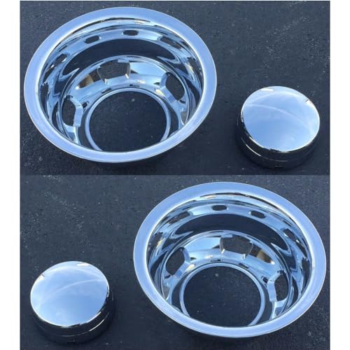 Stskcmp Chrome Simulators and Centers for Dodge for Ram 3500 2003-2010,for Ram 3500 2011-2016 -Ton Truck Dually Full Set Left Right Front Rear Chromed Plastic IWCHK8009 52106877AB