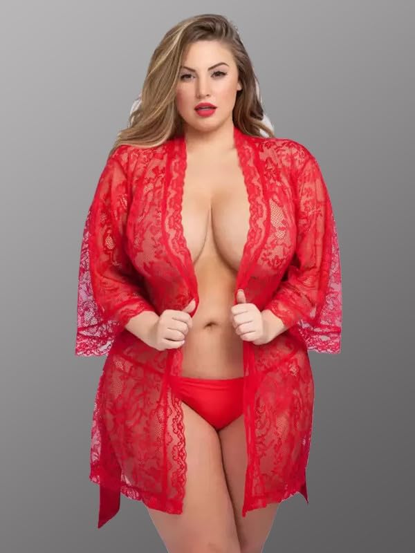 Image of Net Lace Spandex Women Babydoll Nightgown Honeymoon Lingerie Nighty