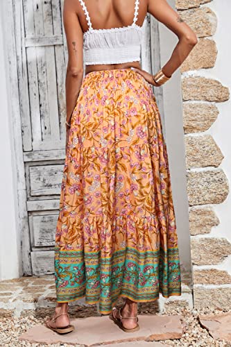 Image of CFLONGE Summer Maxi Skirts for Women 2026 Trendy Floral A Line Boho Skirt