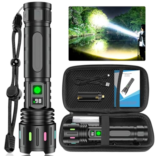 Image of Flashlights High Lumens Rechargeable, Super Bright LED Powerful Flashlight | Type-C, 5 Modes, Zoomable, IPX5 Waterproof Flash Light for Camping, Emergency, Hiking