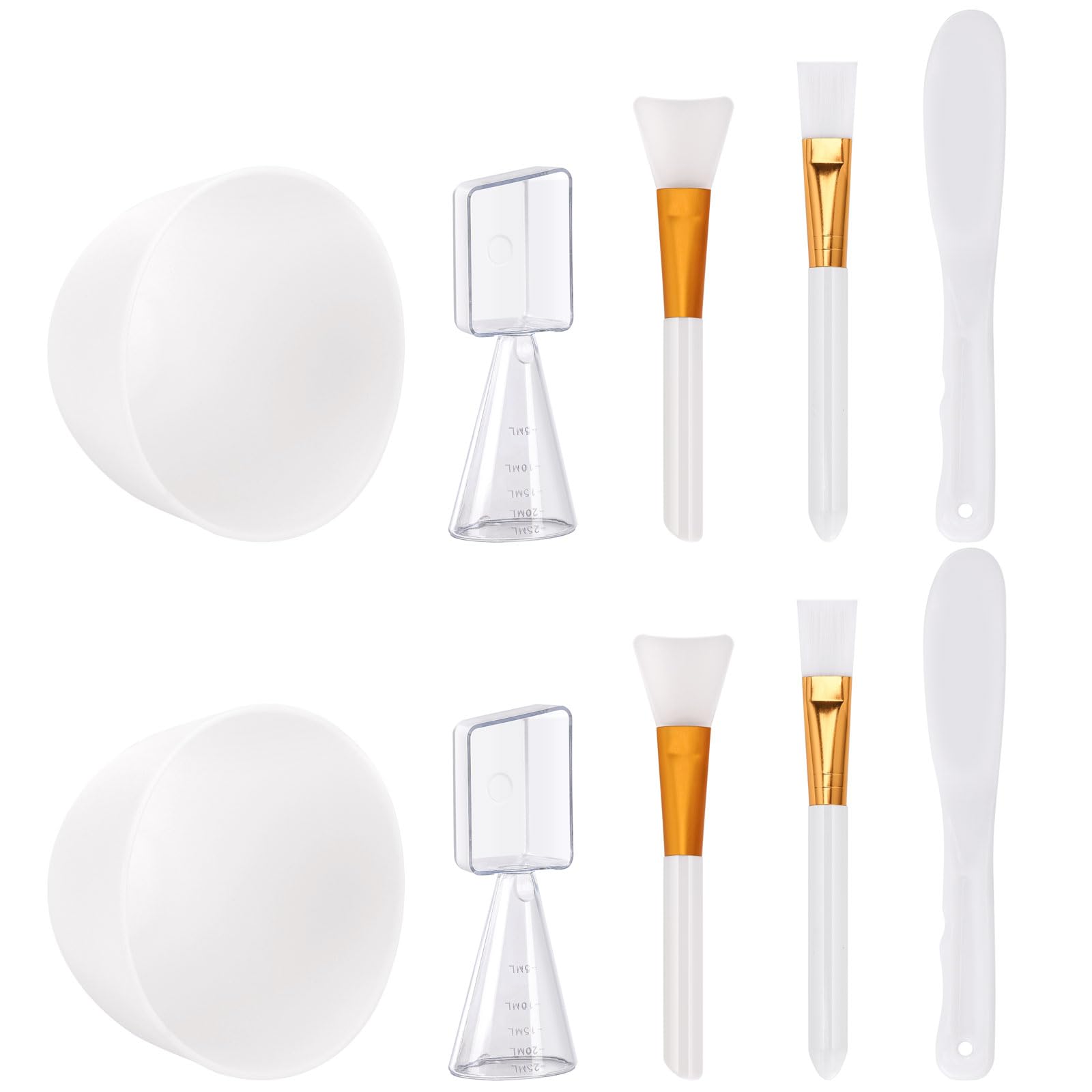 Tecbeauty Face Mask Mixing Bowl Set, 10 Pcs DIY Facemask Mixing Tool Kit with Silicone Facial Mask Bowl Brushes Stick Spatula Measuring Cup (White)